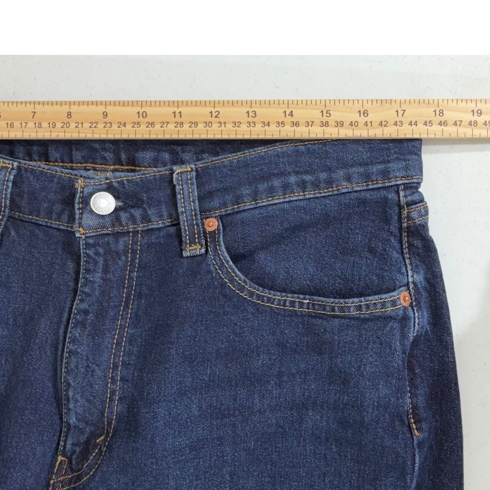 Levis 514 Straight Fit Mens Jeans 35x30 Dark Wash Indigo Blue Denim Classic - Picture 3 of 10